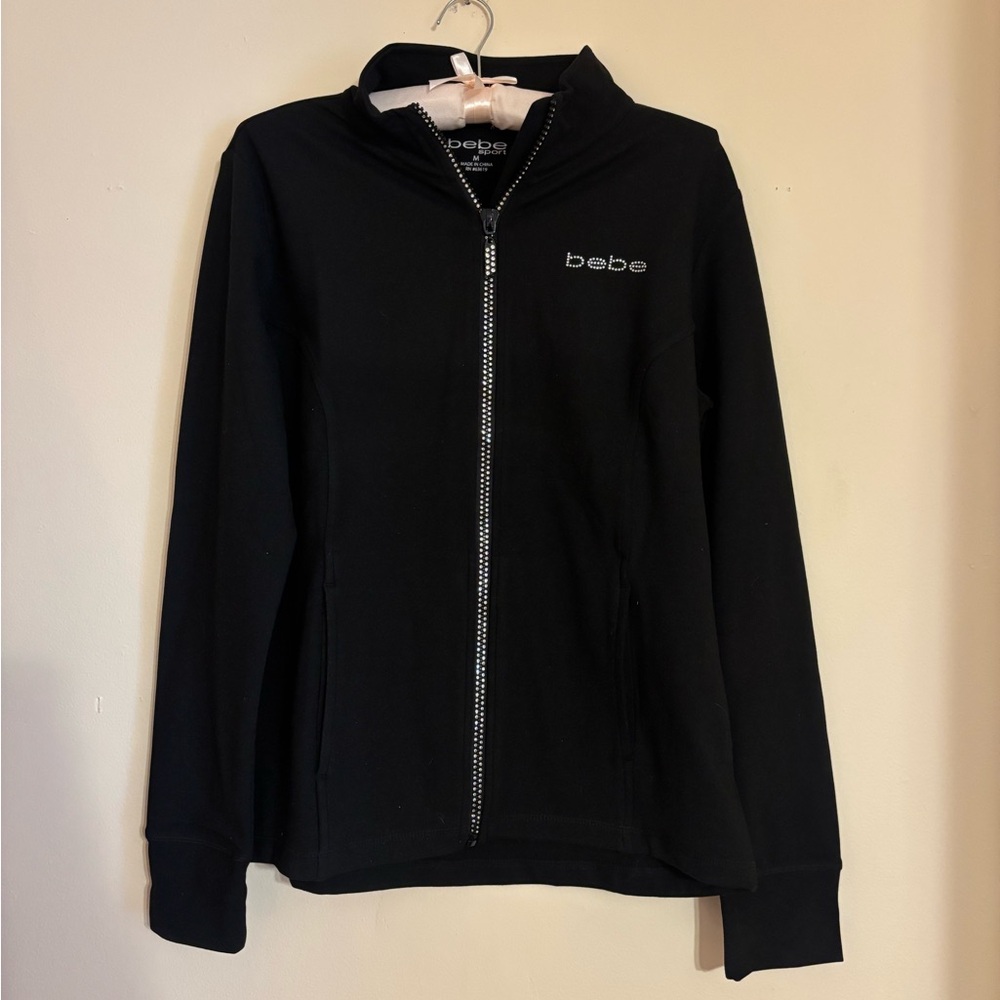 Bebe Black Rhinestone Zip Jacket - image 1